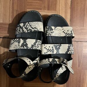 Faux snakeskin platform sandals